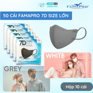[7D 5 LỚP] COMBO 50 CÁI Khẩu trang y tế Famapro 7D DÀY DẶN CHO MẶT BÌNH THƯỜNG