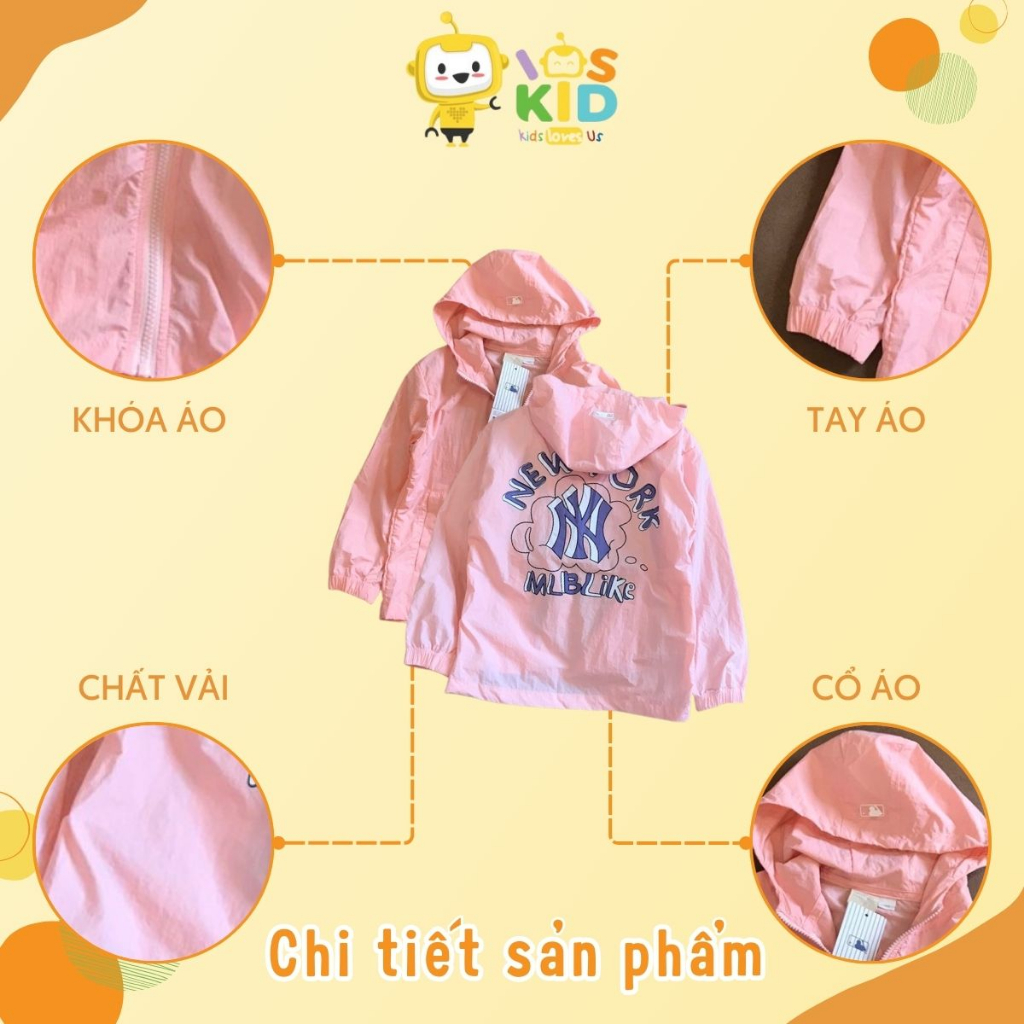 Áo khoác chống nắng chống gió M.L.B cho bé trai bé gái size từ 12-35 cân