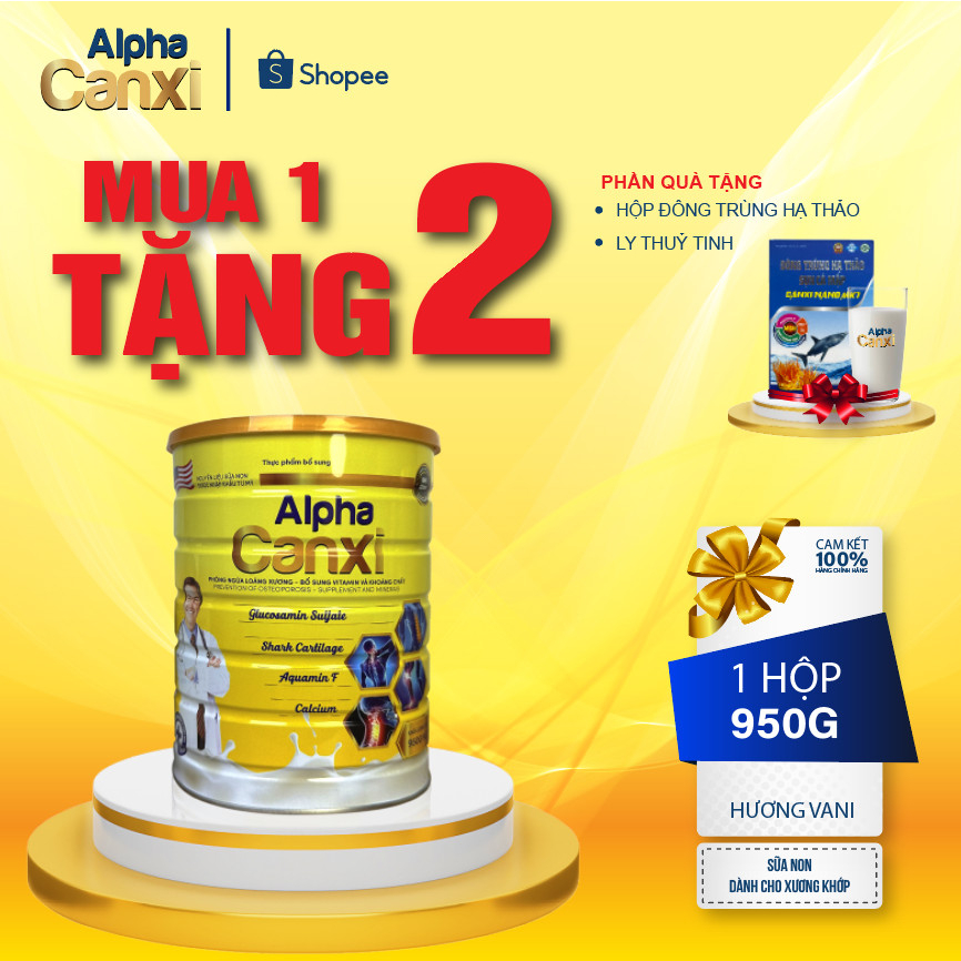 Sữa Non Xương Khớp ALPHA CANXi 950G Bổ Sung Nano Canxi Nano, Phòng Ngừa Loãng Xương, Viêm Xương Khớp Cho Người Lớn