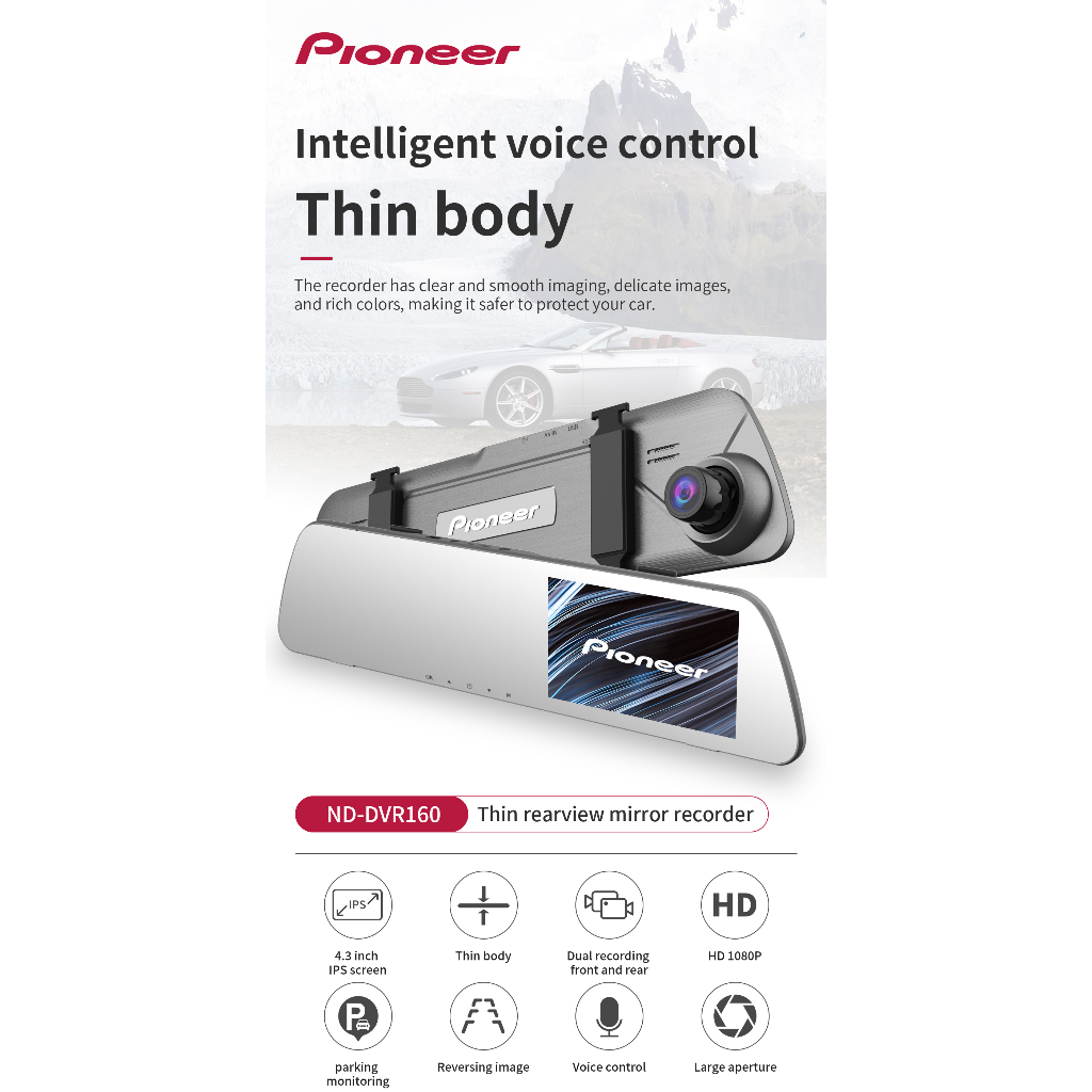 Camera hành trình Pioneer ND-DVR160: Màn hình IPS 4.5 inch, Chế độ ghi hình kép 🚗 | BigBuy360 - bigbuy360.vn