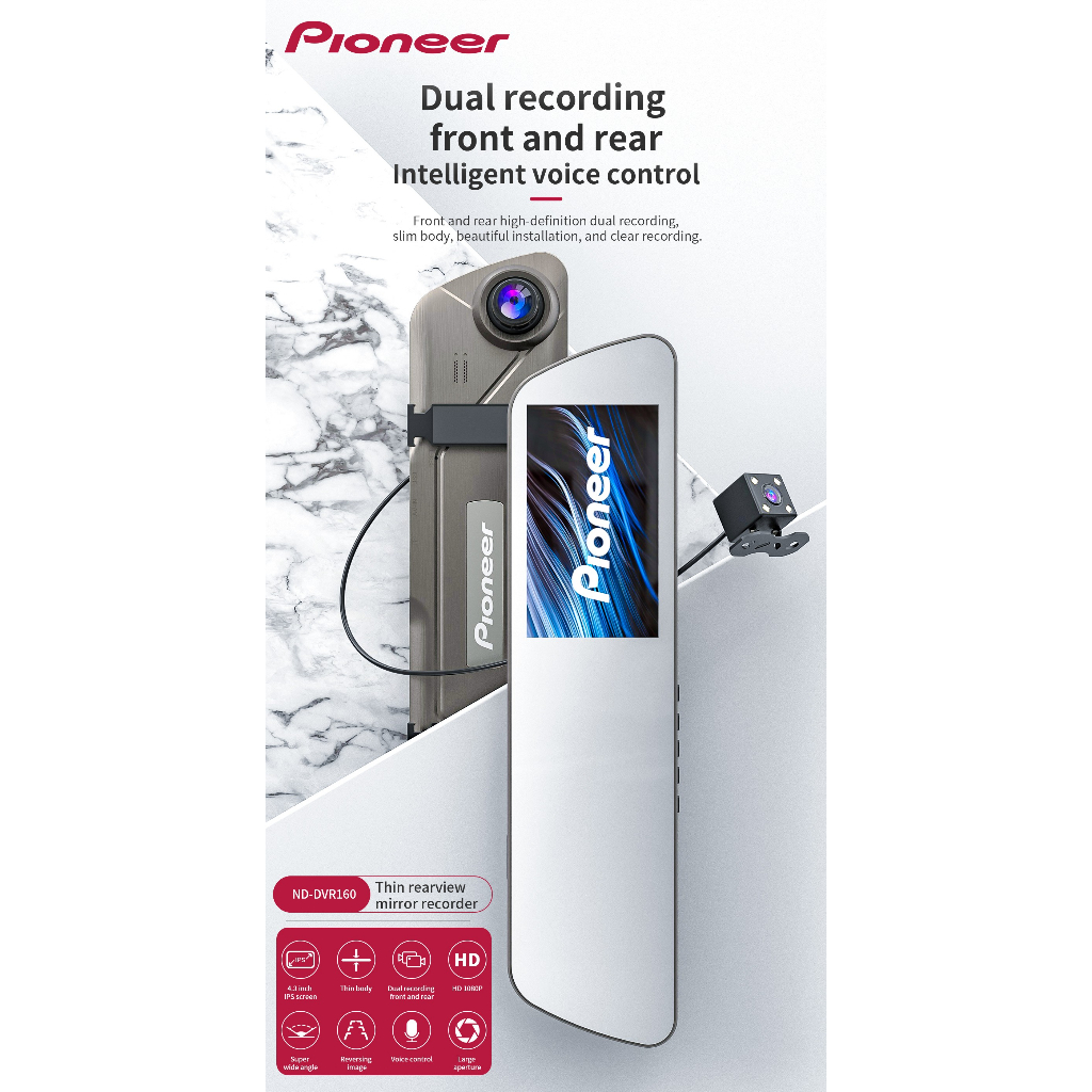 Camera hành trình Pioneer ND-DVR160: Màn hình IPS 4.5 inch, Chế độ ghi hình kép 🚗 | BigBuy360 - bigbuy360.vn