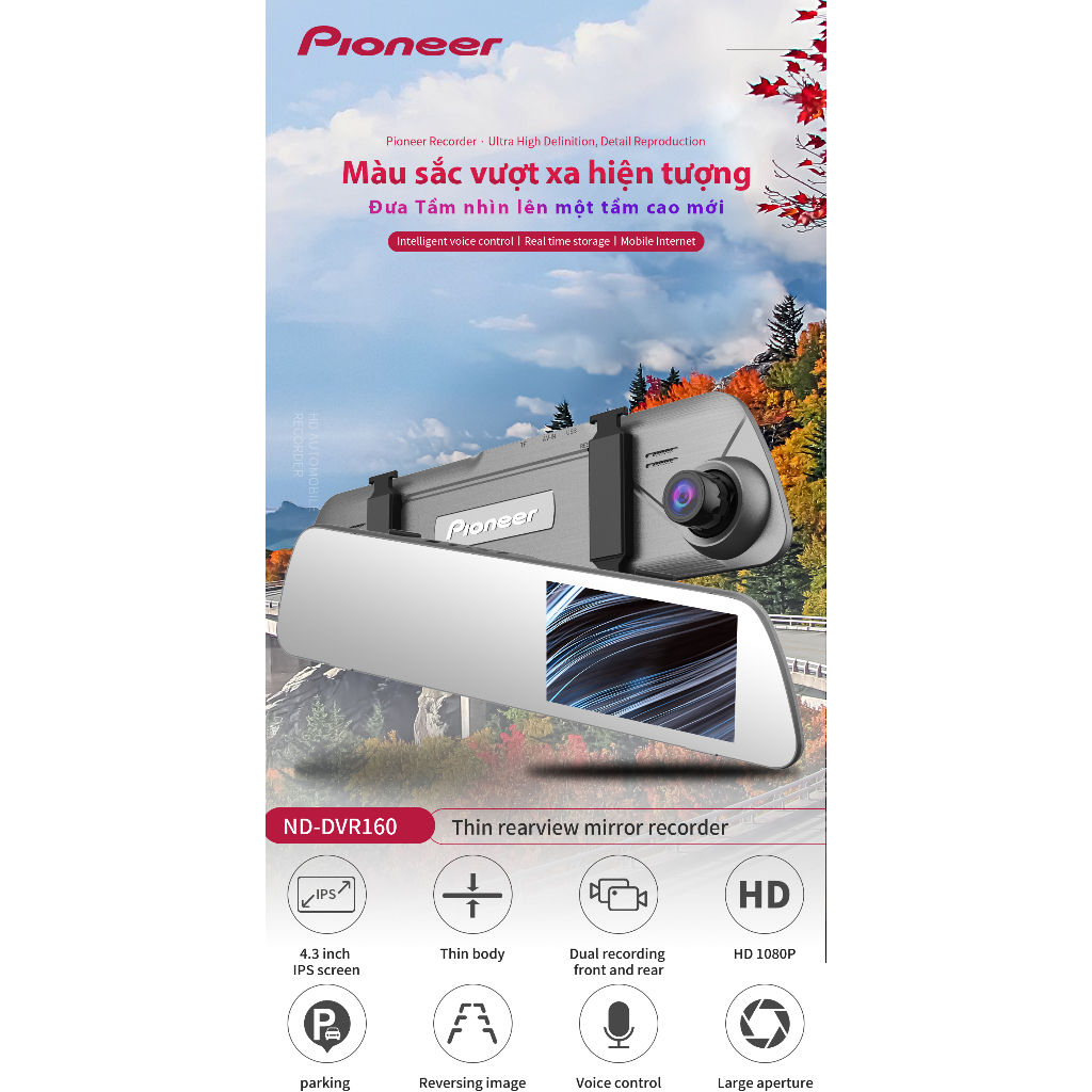 Camera hành trình Pioneer ND-DVR160: Màn hình IPS 4.5 inch, Chế độ ghi hình kép 🚗 | BigBuy360 - bigbuy360.vn