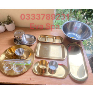 Khay đựng đồ tiểu phẩu spa, khay mạ vàng sang trọng cho spa, khay hạt đậu, khay đựng bông, khay để đồ spa