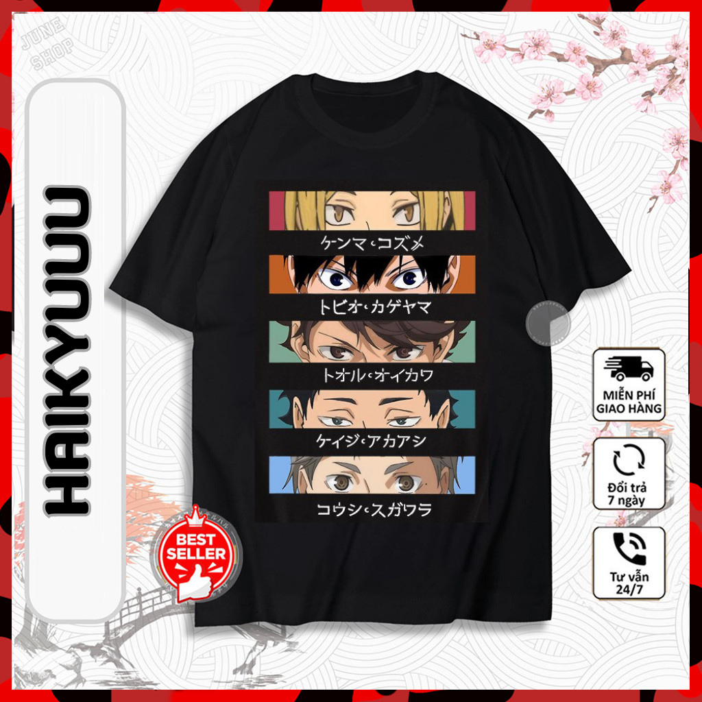 Áo thun Anime Haikyuu Vua Bóng Chuyền, Áo thun Hình in sắc nét chất liệu cotton co dãn thoáng mát