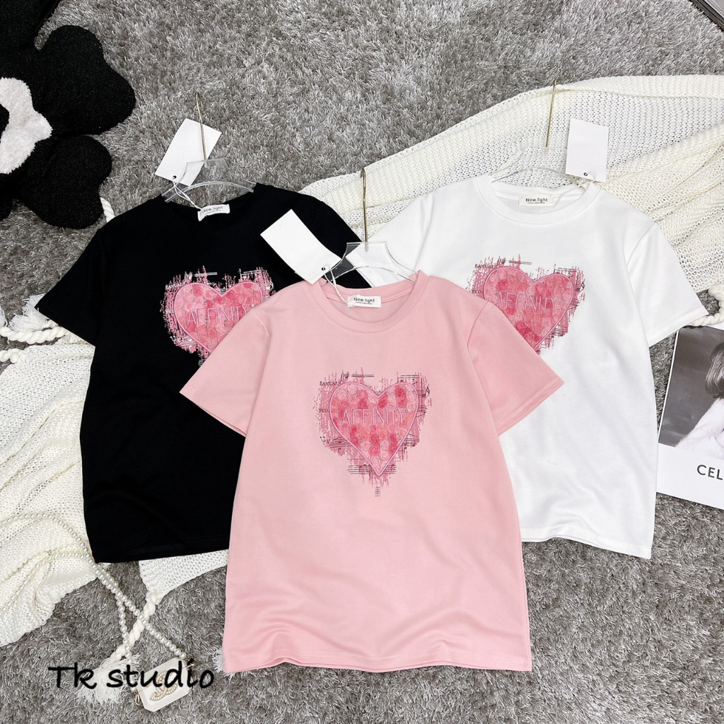 Áo babytee tim hoa nổi (8260)