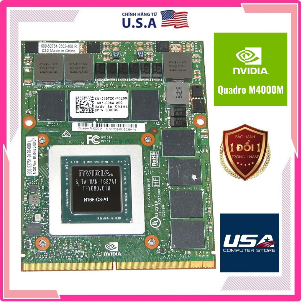 ✅ Card VGA Thay thế cho Dell Precision 17 7710, 7720, Zbook 17 NVidia Quadro M4000M