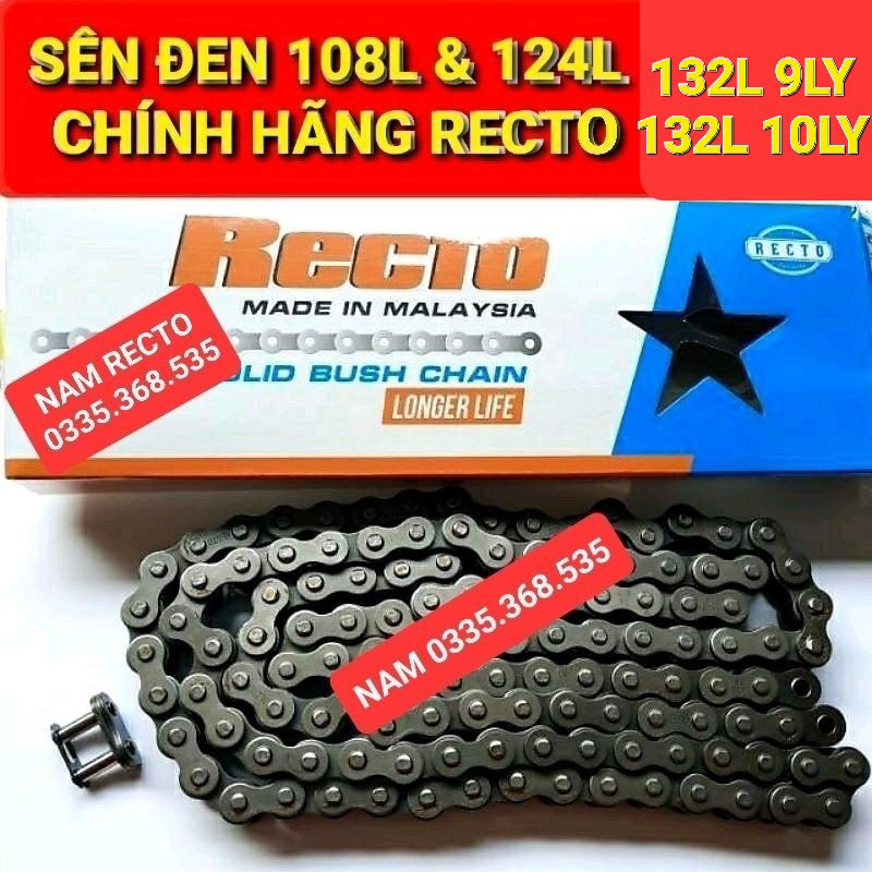 Sên đen recto 428-108L-124L 132L (9LY) 132L (10LY)CHÍNH HÃNG RECTO DÙNG CHO EXCITER/WINNER/RAIDER/SONIC..CÁC DÒNG XE 110