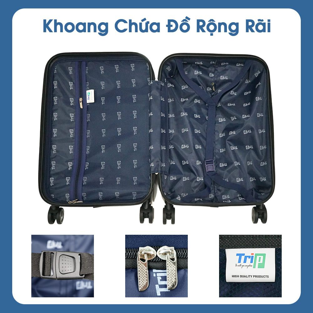 Vali nhựa TRIP P12 size 20inch xách tay lên máy bay bảo hành 5 năm chính hãng, 1 đổi 1 trong 12 tháng