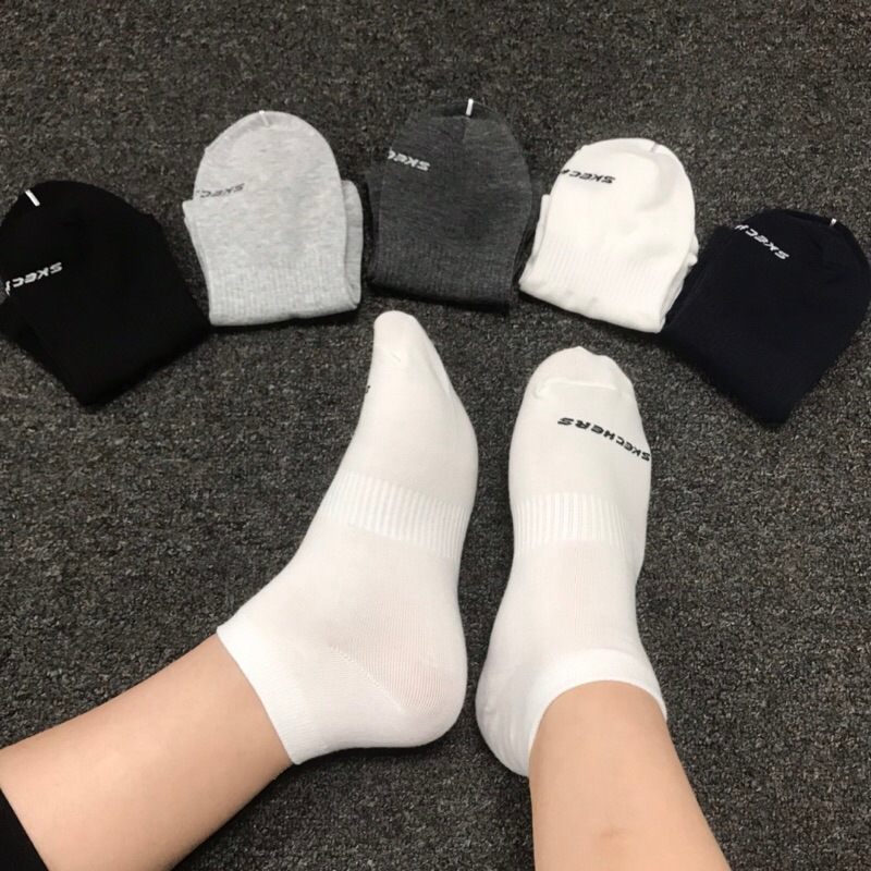 Tất vớ cổ thấp ngắn owen thời trang cao cấp Skechers xuất dư xịn nhiều màu nam nữ trơn trắng đen sport socks