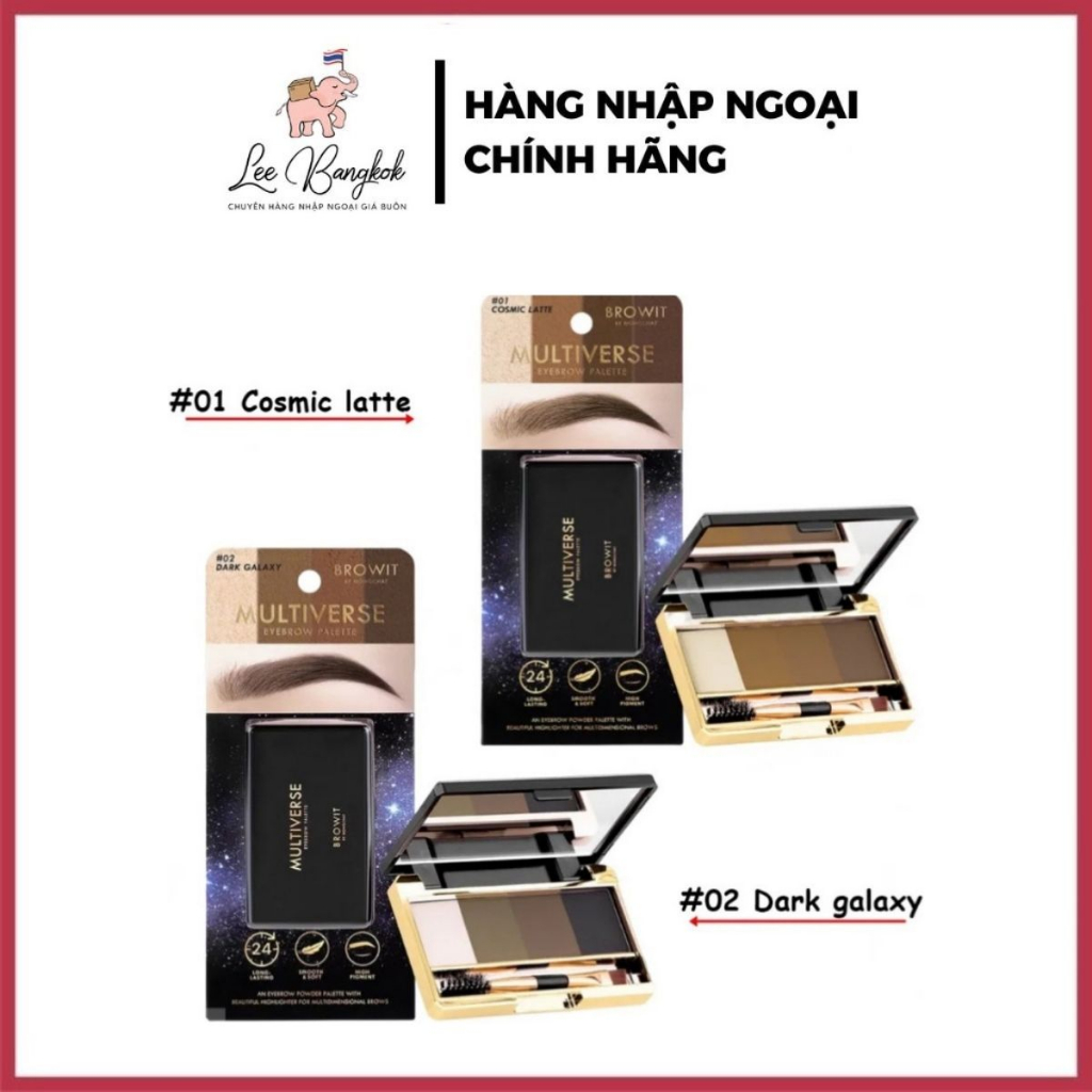 Bảng Phấn Trang Điểm Lông Mày 4 Màu BROWIT By Nongchat Multiverse Eyebrow Palette 1g x 4 Màu