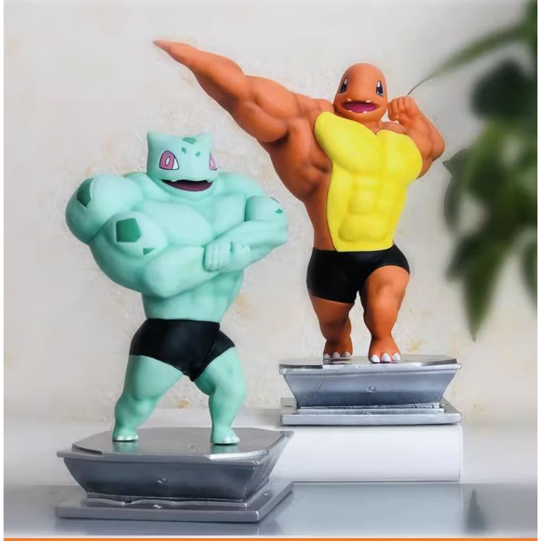 Mô hình nhân vật Pikachu, Charmander, Squirtle, Gangar, Bulbasaur cơ bắp ngầu lòi