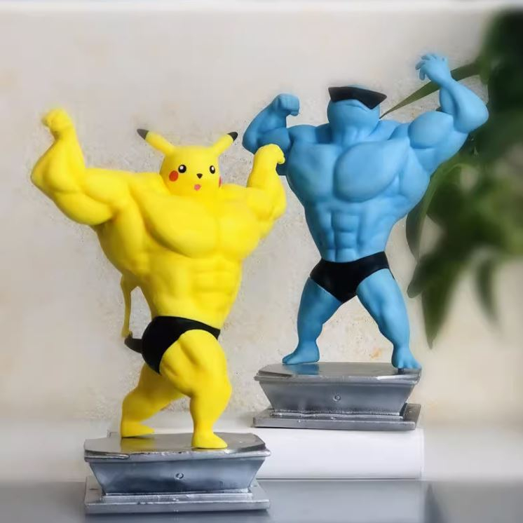 Mô hình nhân vật Pikachu, Charmander, Squirtle, Gangar, Bulbasaur cơ bắp ngầu lòi