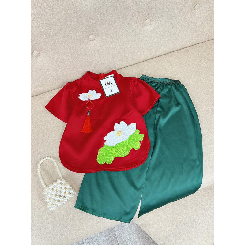 Bộ quần áo bà ba, bộ pháp phục hoa sen 5 màu cho bé gái