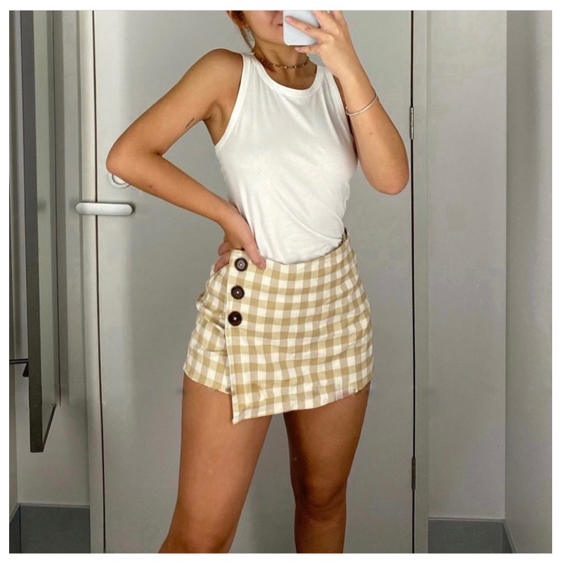 Quần váy caro f21 dư xịn