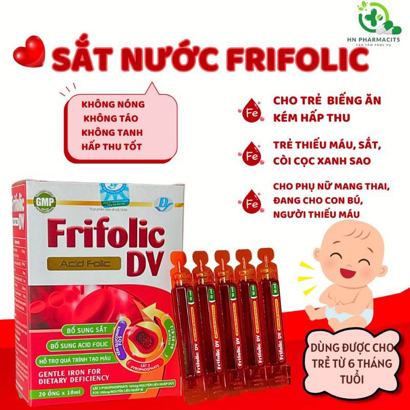 SẮT NƯỚC frifolic không nóng trong,không táo, nguyên liệu nhập khẩu,thơm ngon dễ uống cho bà bầu trẻ nhỏ người thiếu máu