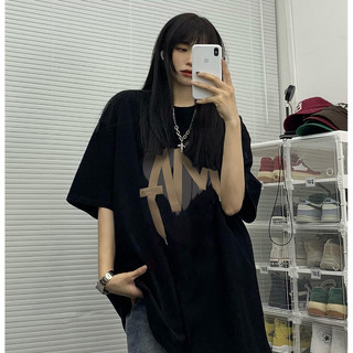 FOCUS local brand đen fashion cổ trònáo phông nữ retro basic bigsize levents 100%cotton