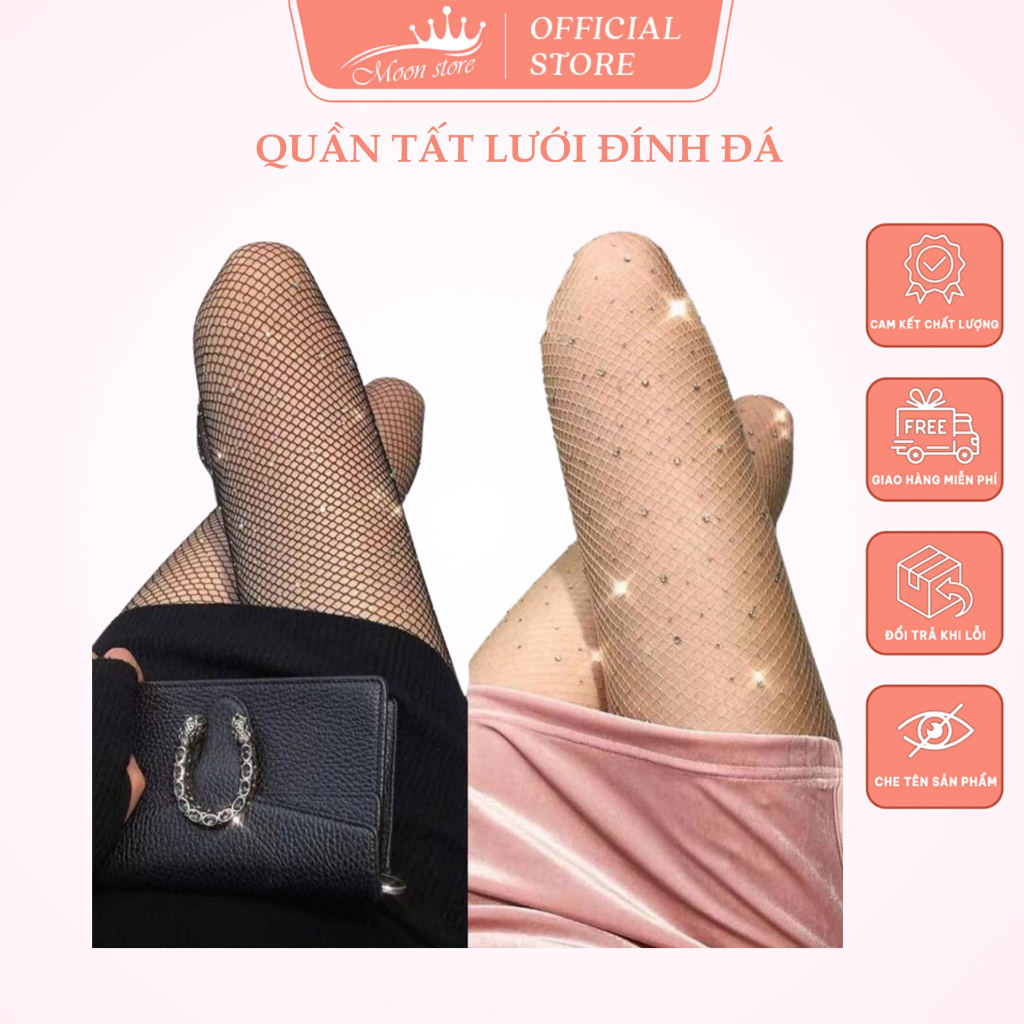 Quần tất lưới nữ đính đá ánh nhũ bling bling lấp lánh sexy quyến rũ che khuyết điểm QT31