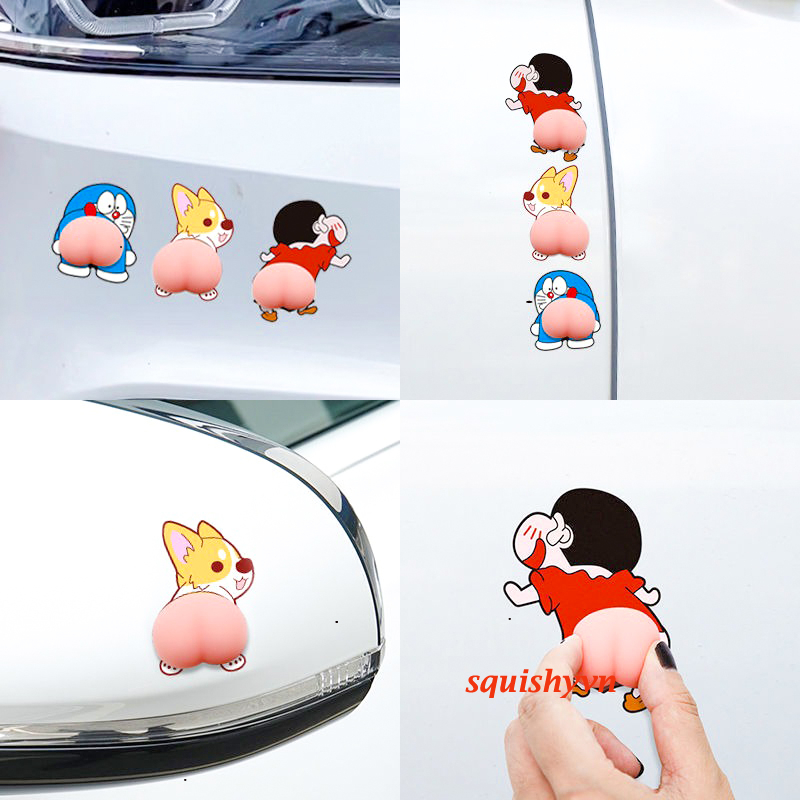 Hình dán mông đào silicon 2 hình dùng dán điện thoại trang trí giải tri Mochi squishy hình cái mông