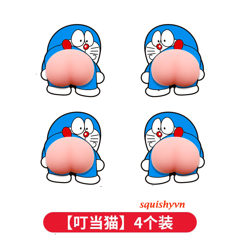 Hình dán mông đào silicon 2 hình dùng dán điện thoại trang trí giải tri Mochi squishy hình cái mông