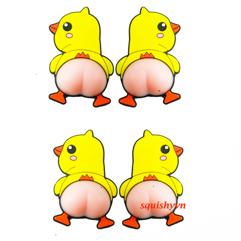 Hình dán mông đào silicon 2 hình dùng dán điện thoại trang trí giải tri Mochi squishy hình cái mông