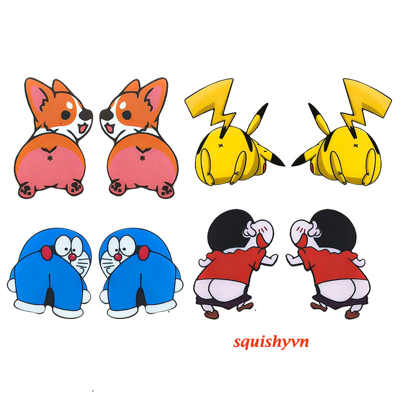 Hình dán mông đào silicon 2 hình dùng dán điện thoại trang trí giải tri Mochi squishy hình cái mông