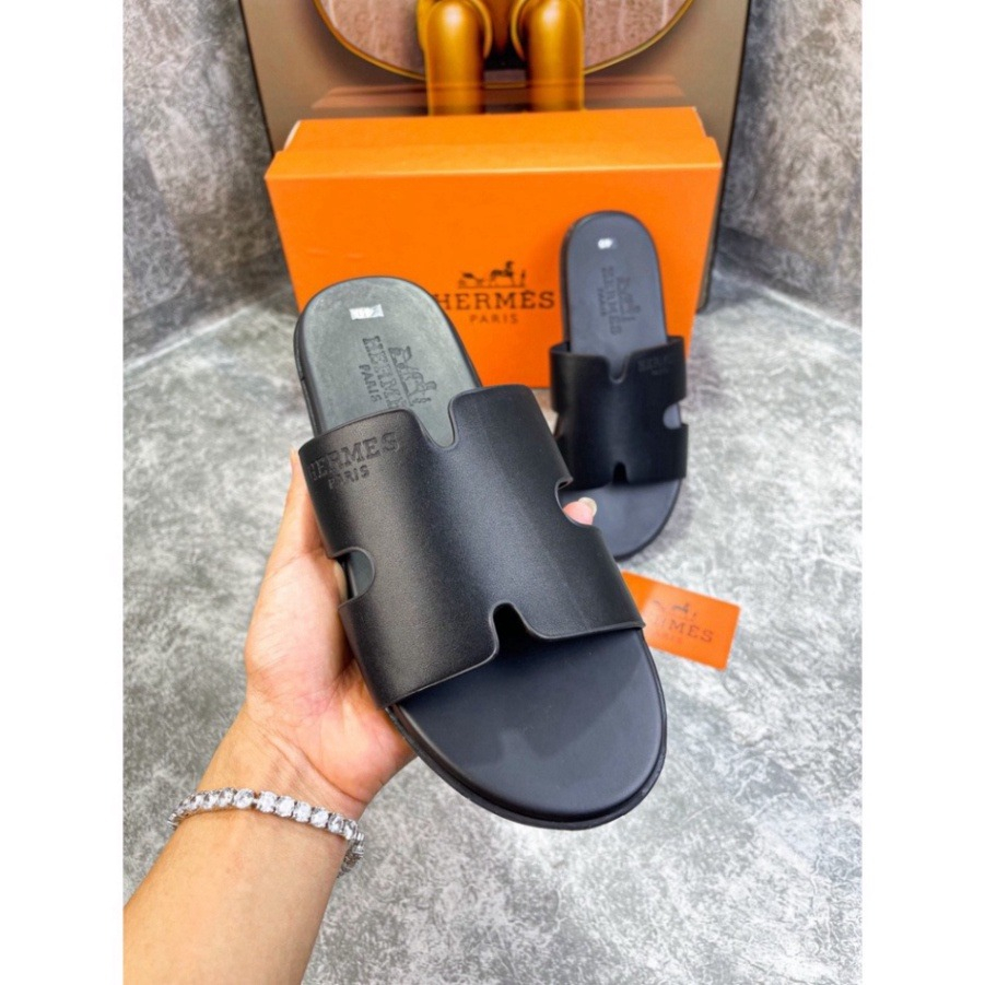 Dép da thời trang Chữ HM cực chất, HERMES Full box bill size, 2 mùa yêu thích
