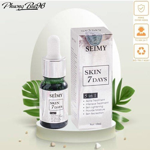 Serum giảm mụn thâm rỗ Seimy - Skin 7 Days - Công dụng 5 trong 1 hiệu quả sau 7 ngày 10ml