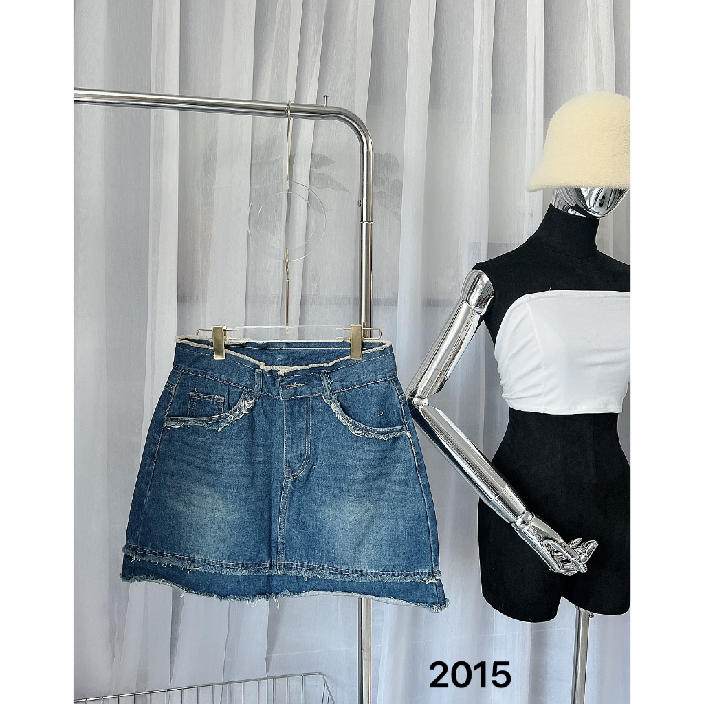 Chân váy Jean Bigsize từ 55-85kg kiểu lai tua form dáng chữ a cạp cao cho nữ đi chơi đi biển 2KJean MS2015