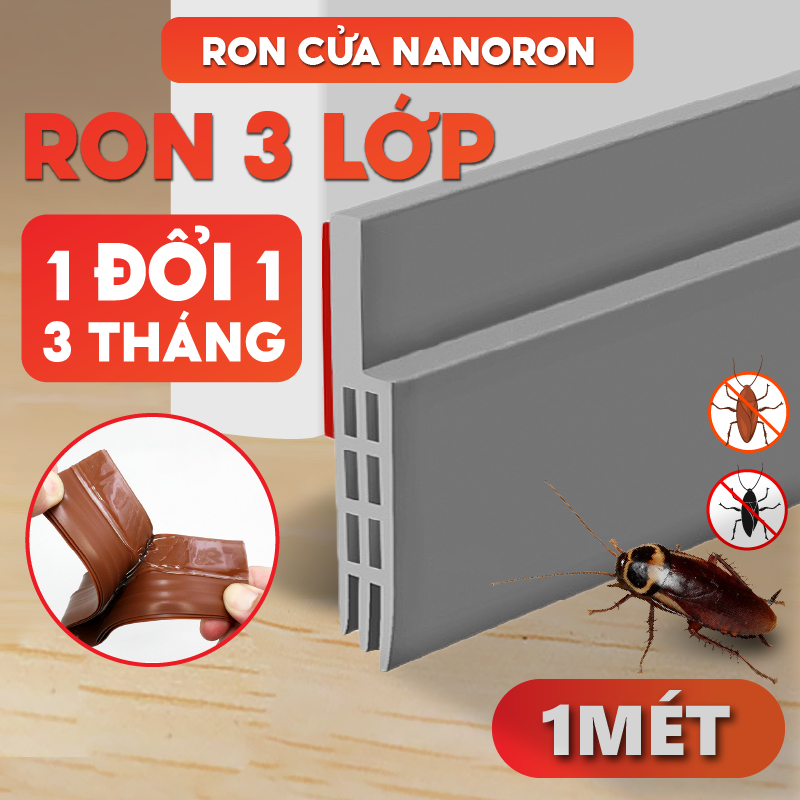 Ron chặn cửa 3 lớp dày 5mm NANORON Thanh dán đáy cửa chống côn trùng khói bụi phù hợp mọi loại cửa ra vào R3L