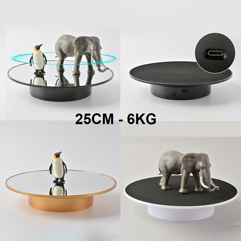 Bàn xoay, đế xoay 360, size 20CM,25CM,30CM, tải 3KG-6KG, xoay mô hình, kính mát, giày dép, túi sách, nón,Nguồn: PIN+ĐIỆN