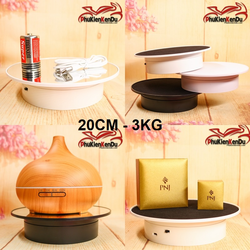 Bàn xoay, đế xoay 360, size 20CM,25CM,30CM, tải 3KG-6KG, xoay mô hình, kính mát, giày dép, túi sách, nón,Nguồn: PIN+ĐIỆN