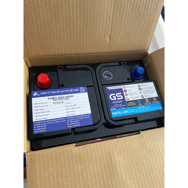 Bình Ắc Quy 12V-70Ah, Ắc Quy Ô Tô GS MF DIN70L-LBN