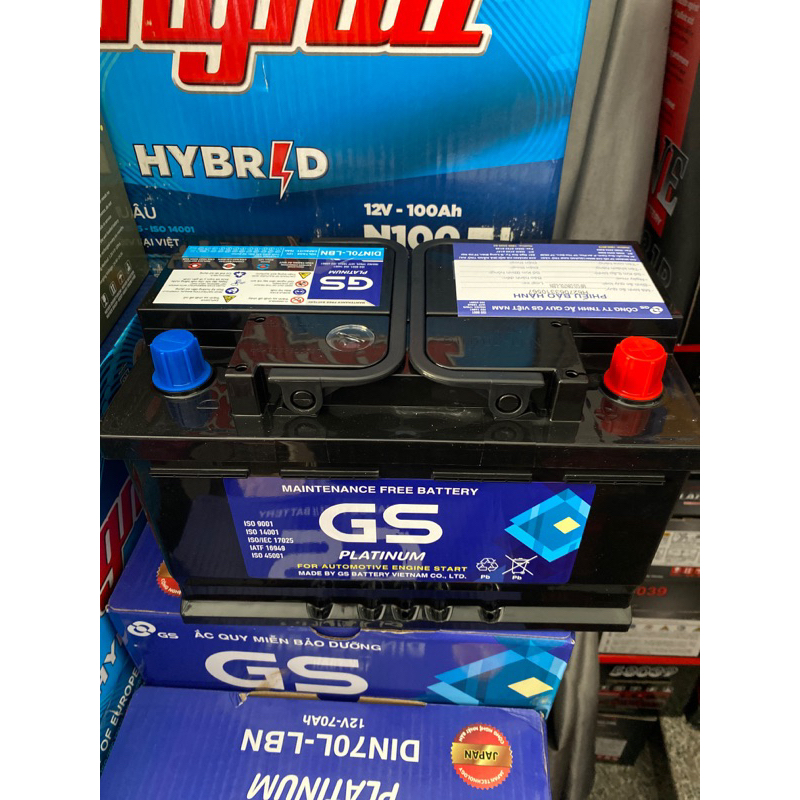 Bình Ắc Quy 12V-70Ah, Ắc Quy Ô Tô GS MF DIN70L-LBN
