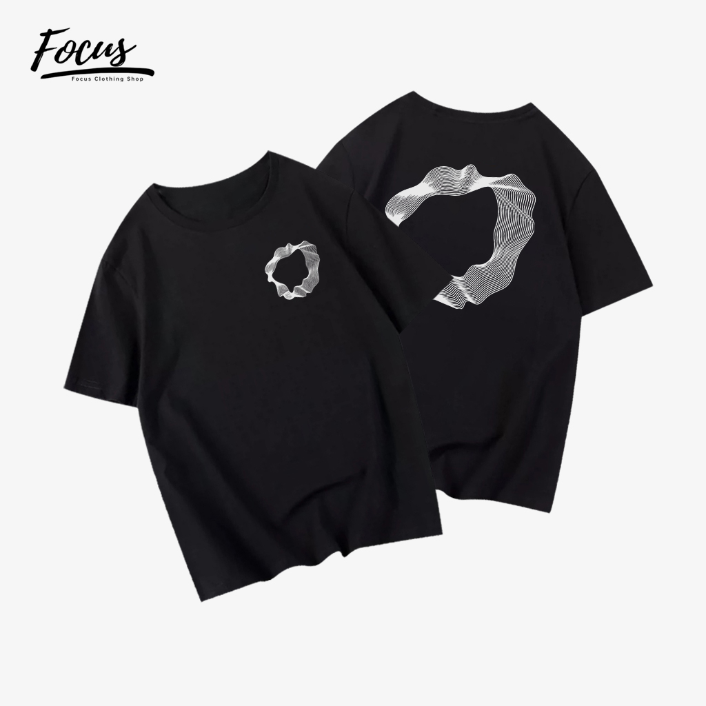 Đen fashion cổ tròn áo phông nữ retro basic bigsize levents 100%cotton-FOCUS