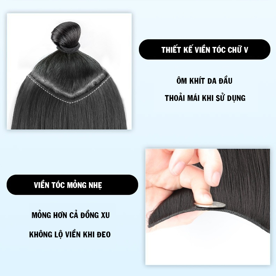 Tóc Giả Kẹp Xoăn, Tóc Kẹp Dải Sóng Lơi Tầng Thời Trang Cao Cấp 55cm