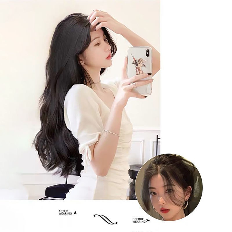 Tóc Giả Kẹp Xoăn, Tóc Kẹp Dải Sóng Lơi Tầng Thời Trang Cao Cấp 55cm