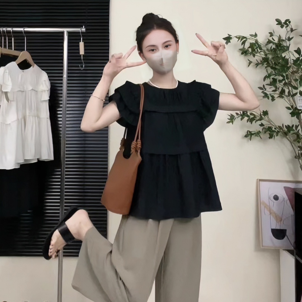 Áo sơ mi xếp tầng mềm mại  SOBIN Big Size cao cấp 50-90 KG, áo sơ mi nữ, SM050