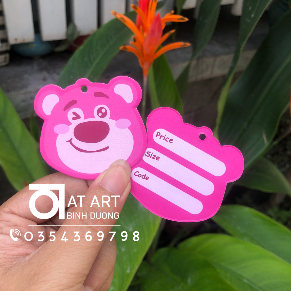 500 Thẻ treo hình gấu dâu - size 5cm - tranbd