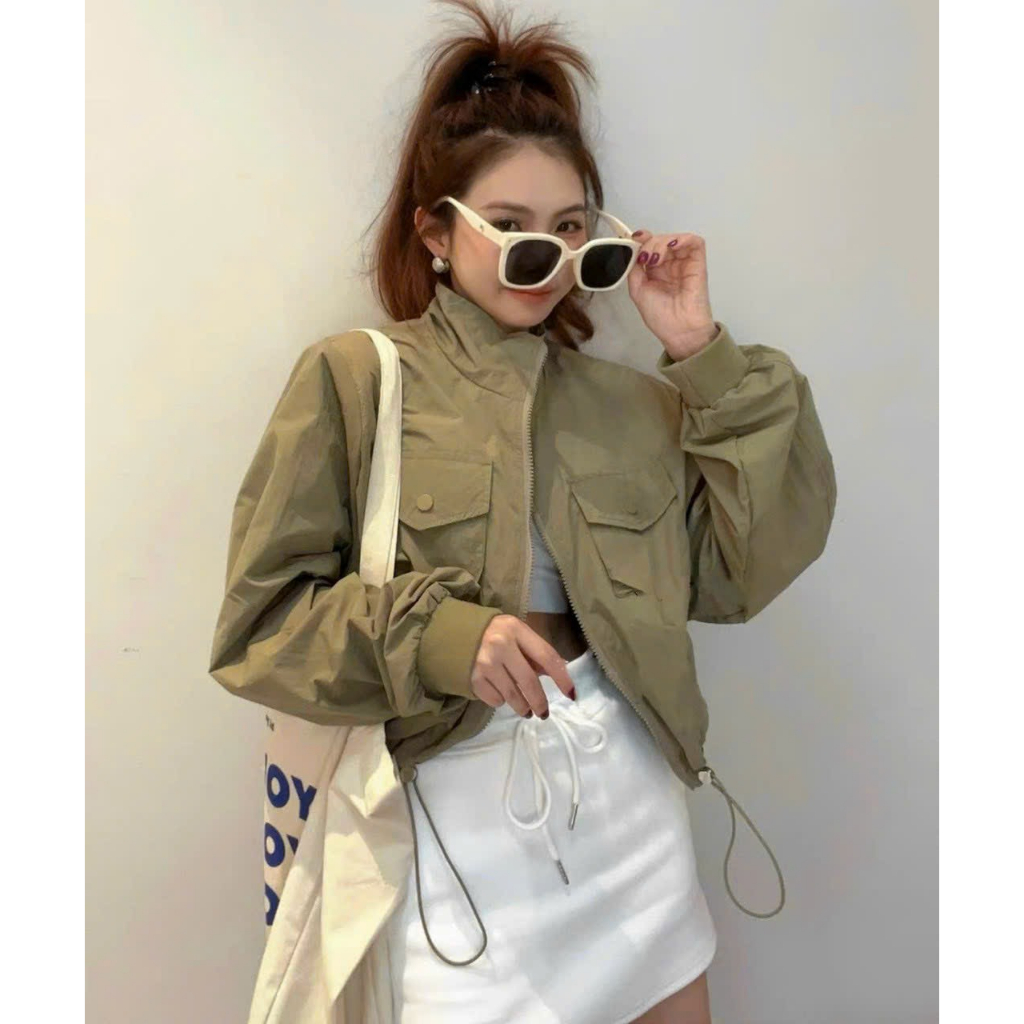 Áo Khoác Dù Nữ Phối Theo Phong Cách 2 Lớp Siêu Mát Chất Liệu Vải Tốt Có kèm Túi Kiểu Trước Áo Siêu CuTe Hàng Hot Trend