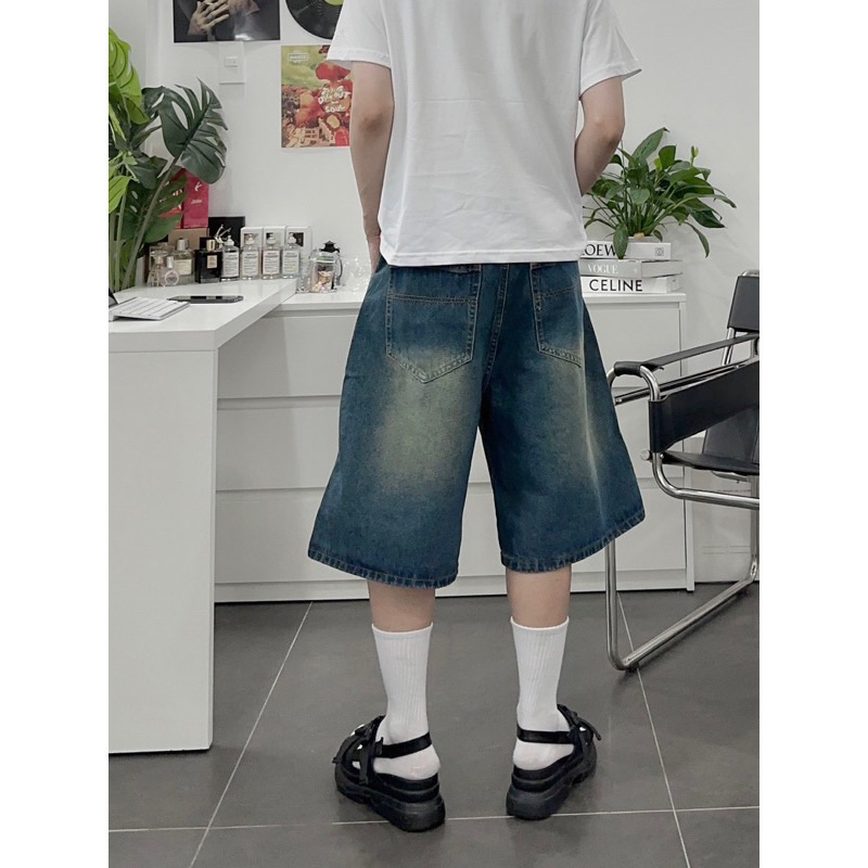 Quần short jean qua gối nam và nữ unisex