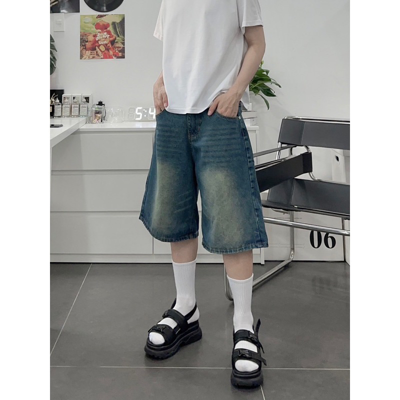 Quần short jean qua gối nam và nữ unisex