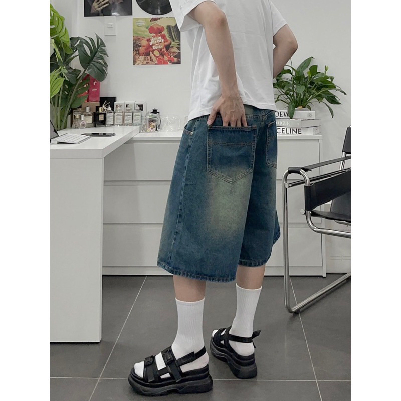Quần short jean qua gối nam và nữ unisex