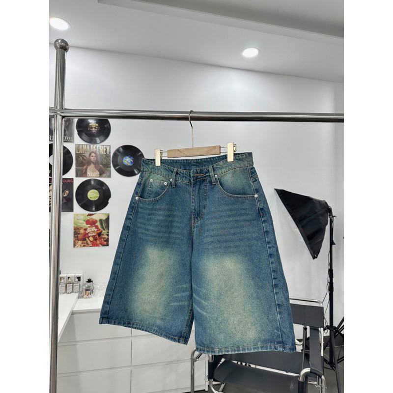 Quần short jean qua gối nam và nữ unisex