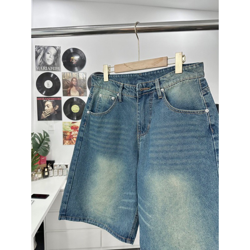 Quần short jean qua gối nam và nữ unisex