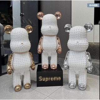  Gấu Bearbrick Ngọc Trai mix Bling Bạc Hồng 80cm 1000% Trang Trí Quà Tặng. 