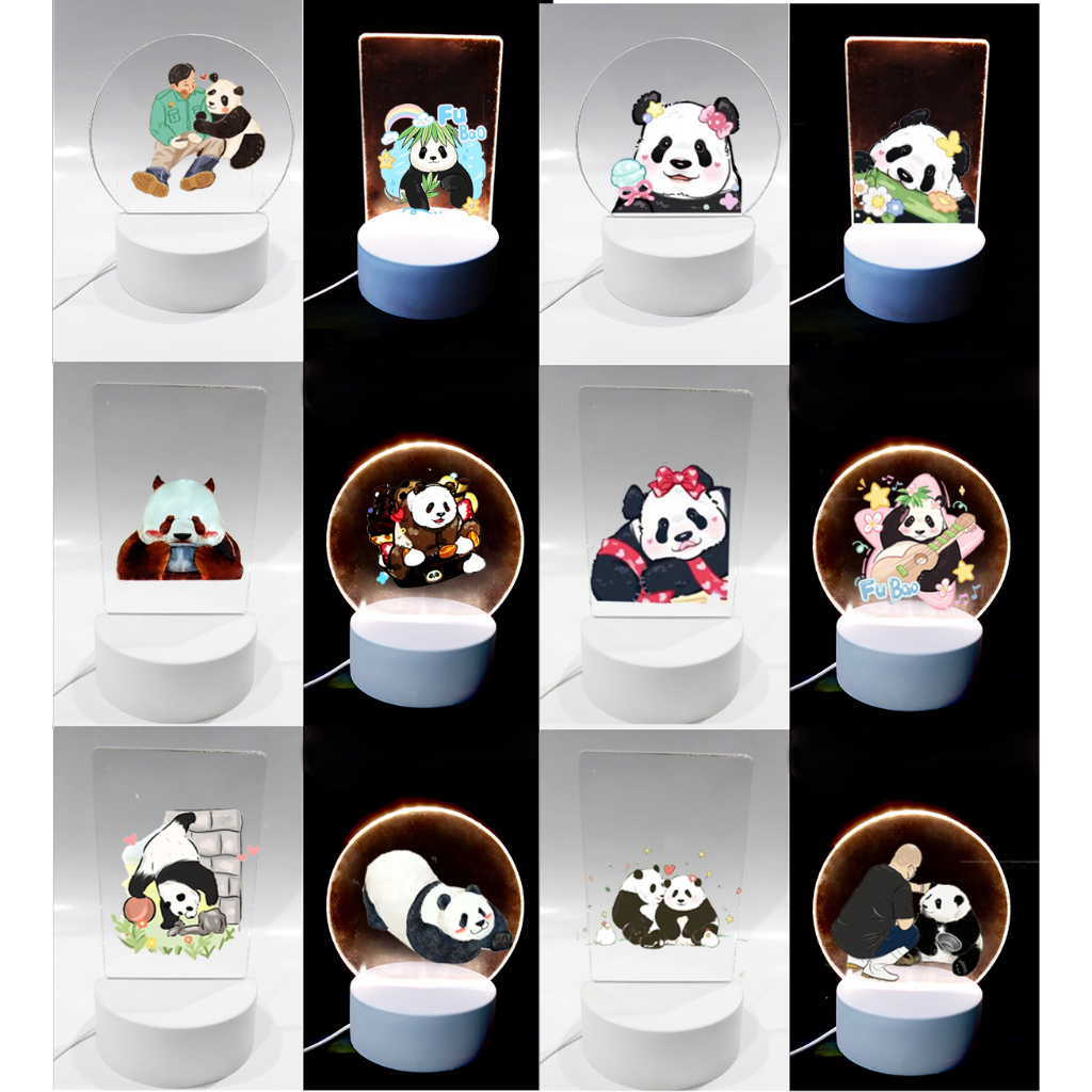 Đèn Led 3D gấu trúc Manh lan Phúc bảo Hoa Hoa phi vân thất tử DLI45 Đèn Ngủ 3D Sáng Tạo cute dễ thương DF friends