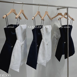 [01.01 | UPTO 50% + VC 30%] Đầm Hai Dây Chất Tafta Phối Gân - D8306