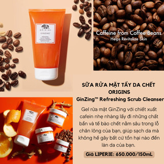 Sữa rửa mặt tẩy tế bào chết Origins Ginzing Refreshing Scrub Cleanser