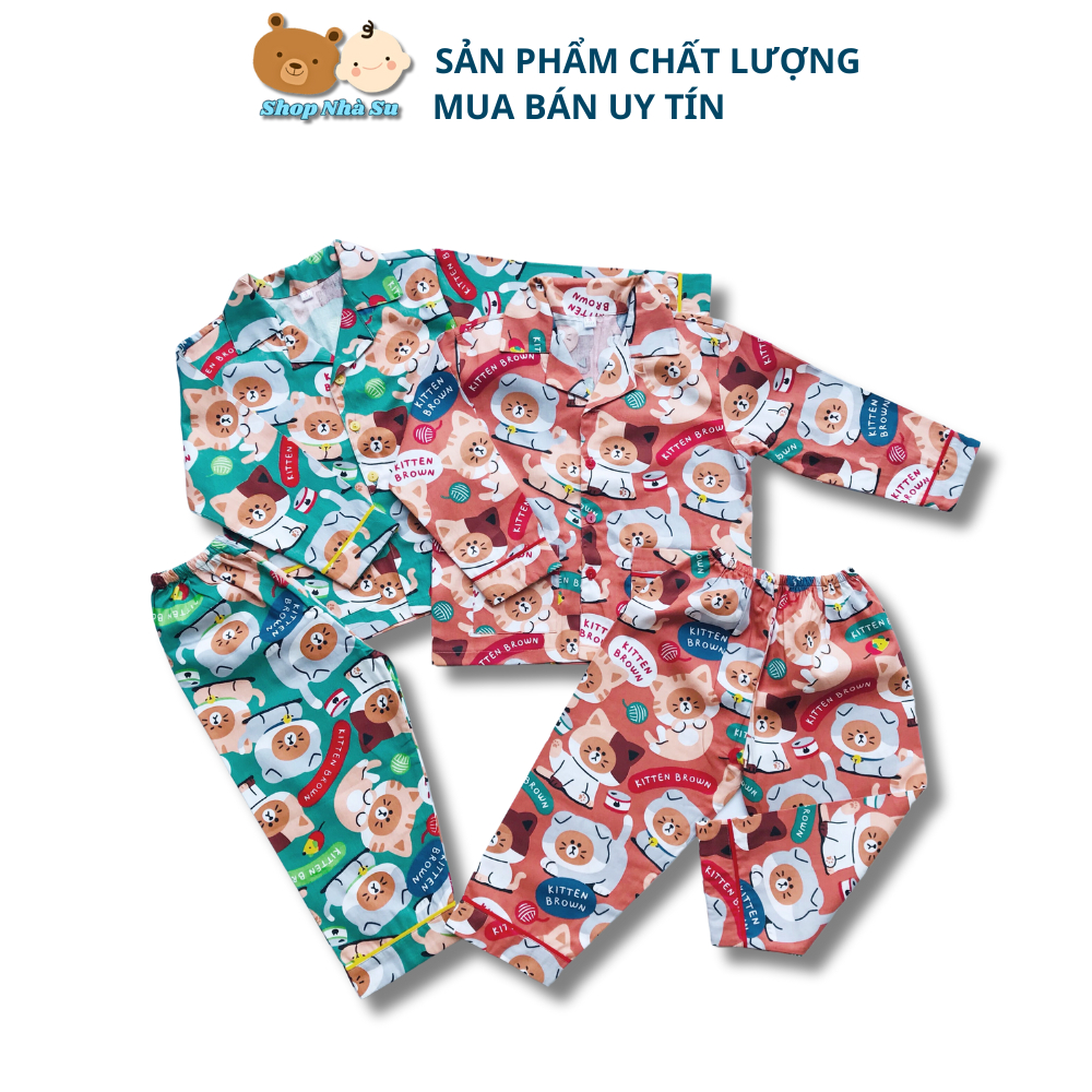 Pijama dài cho bé vải Thô mịn đẹp hút mồ hôi size cho bé 1-9 tuổi 10-40kg Nhiều họa tiết