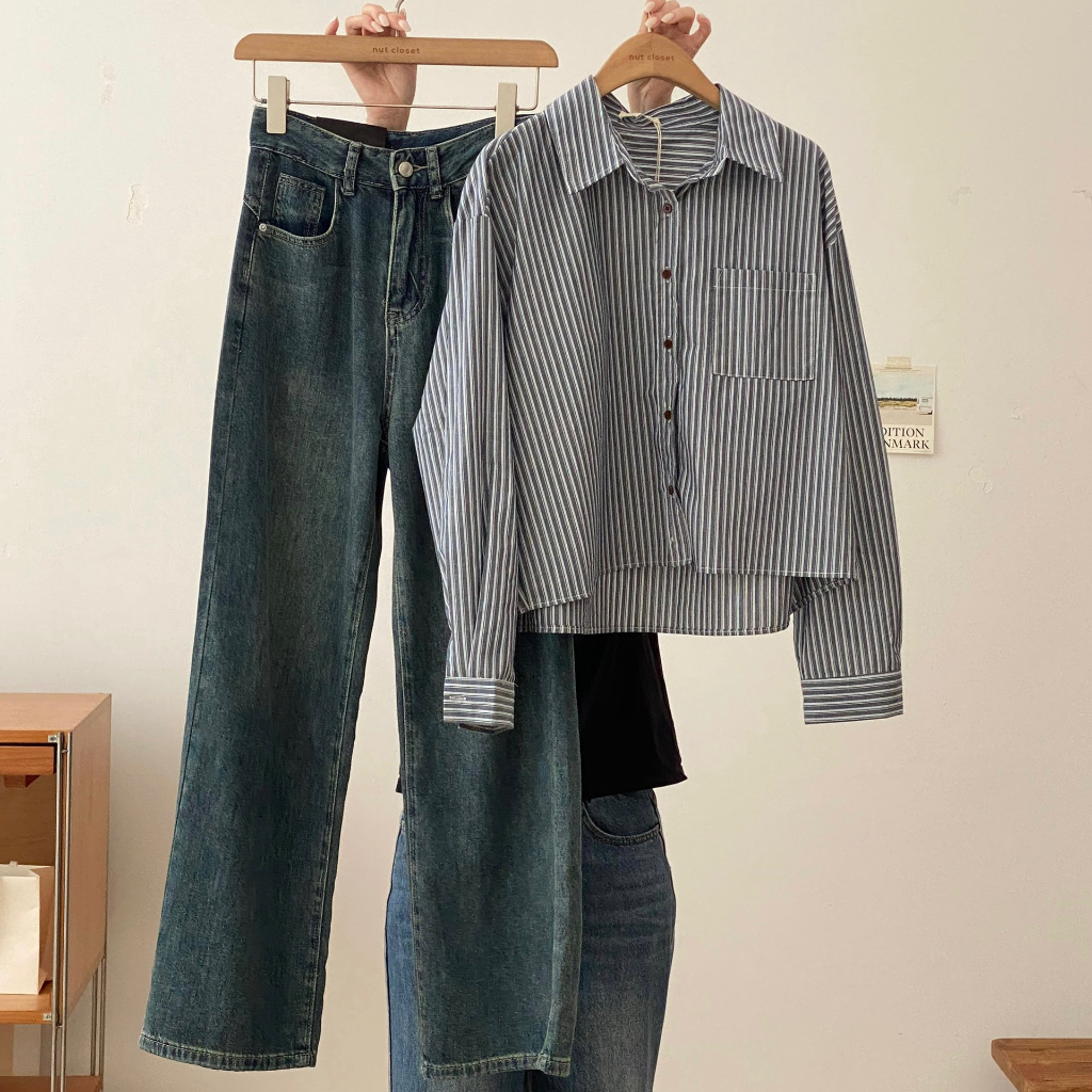 DEEP BLUE STRAIGHT JEANS - Quần jeans ống suông 3939_Q0294